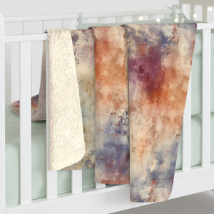 peach and gray metallic sherpa fleece blanket