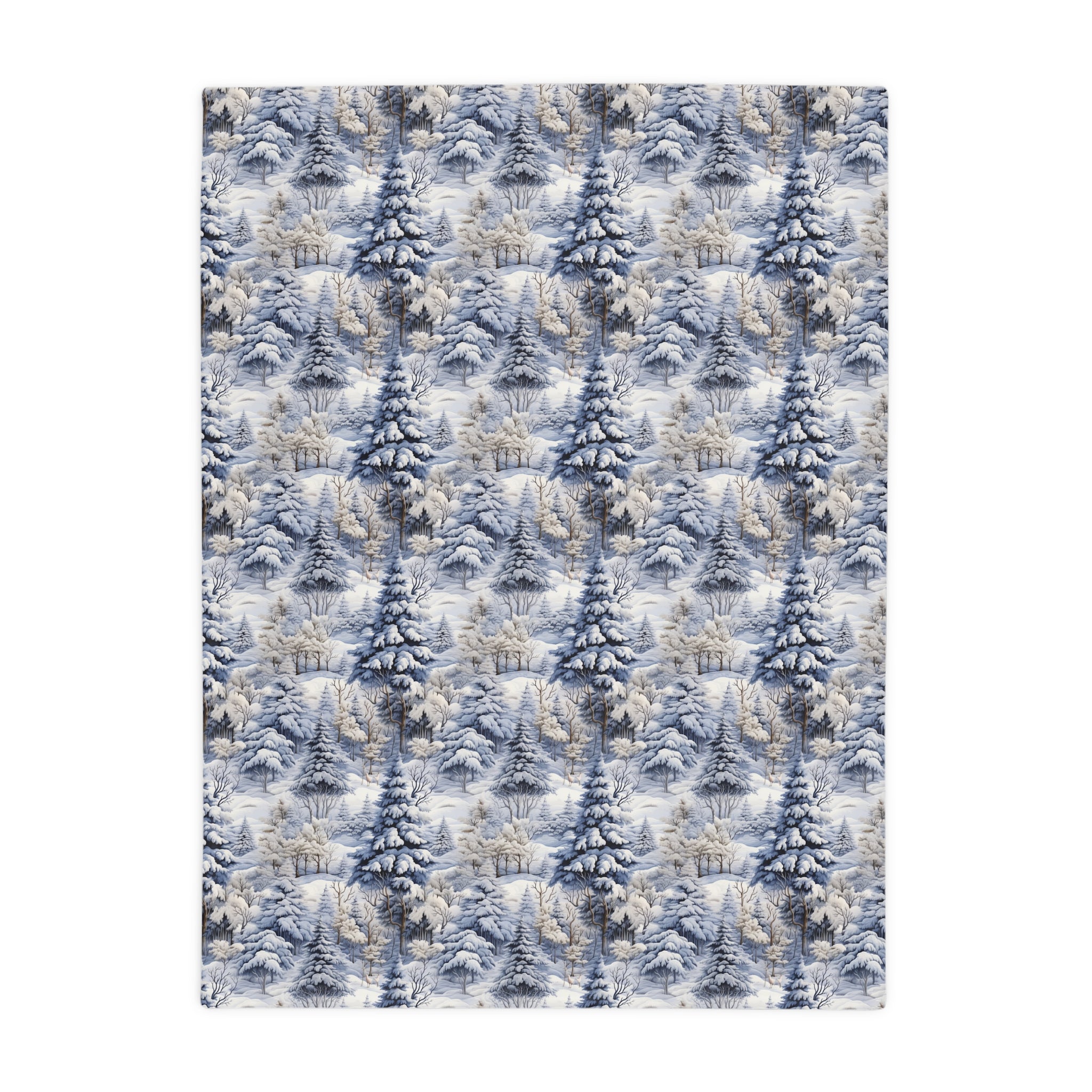 blue and gray winter theme plush fleece blanket