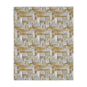 Silver and Gold Metallic Print Velveteen Microfiber Blanket (Two-sided print)